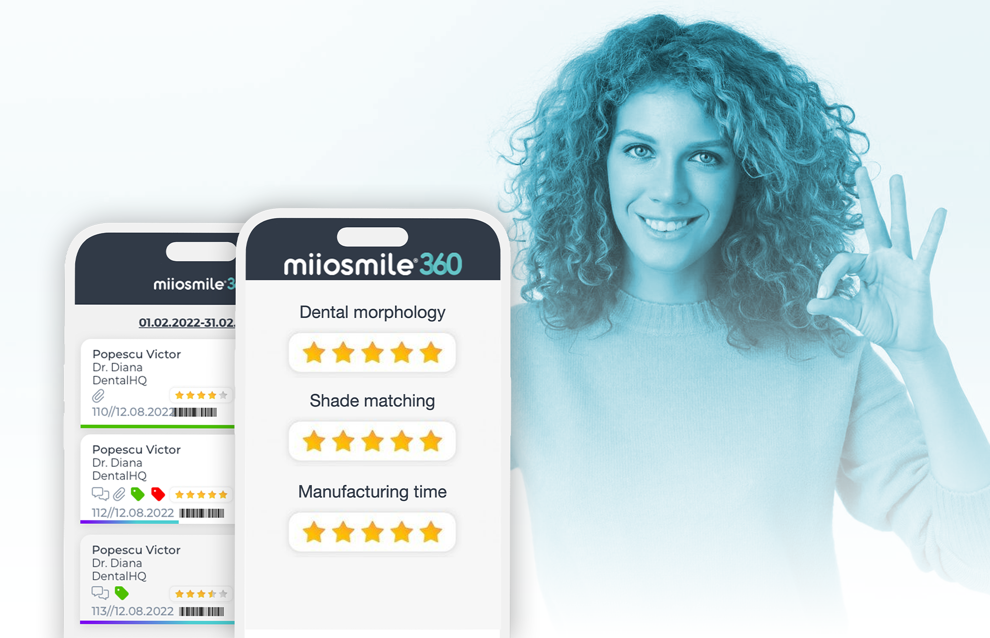 Through miiosmile360, labs can customize the questions in the questionnaire to get relevant and detailed feedback about the quality of dental restorations.